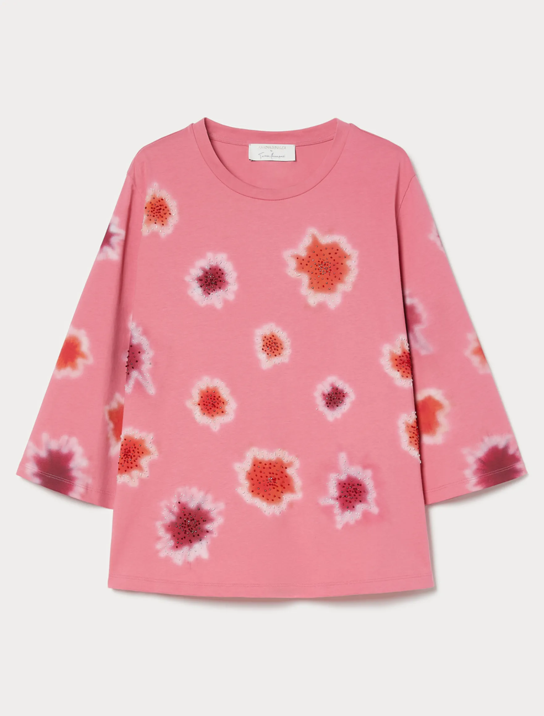 T-shirt in jersey con ricamo - ROSA
