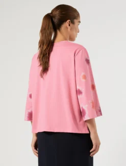 T-shirt in jersey con ricamo - ROSA