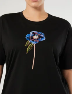 T-shirt in jersey con stampa - NERO