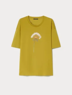 T-shirt in jersey con stampa - VERDE OLIVA