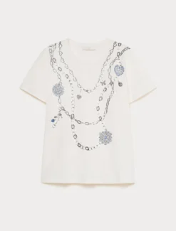 T-shirt in jersey con strass - BIANCO AVORIO