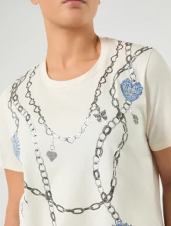 T-shirt in jersey con strass - BIANCO AVORIO