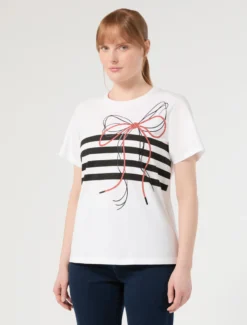 T-shirt in jersey con strass - BIANCO OTTICO