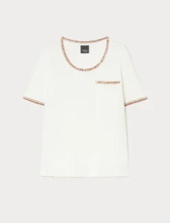 T-shirt in jersey con taschino - BIANCO