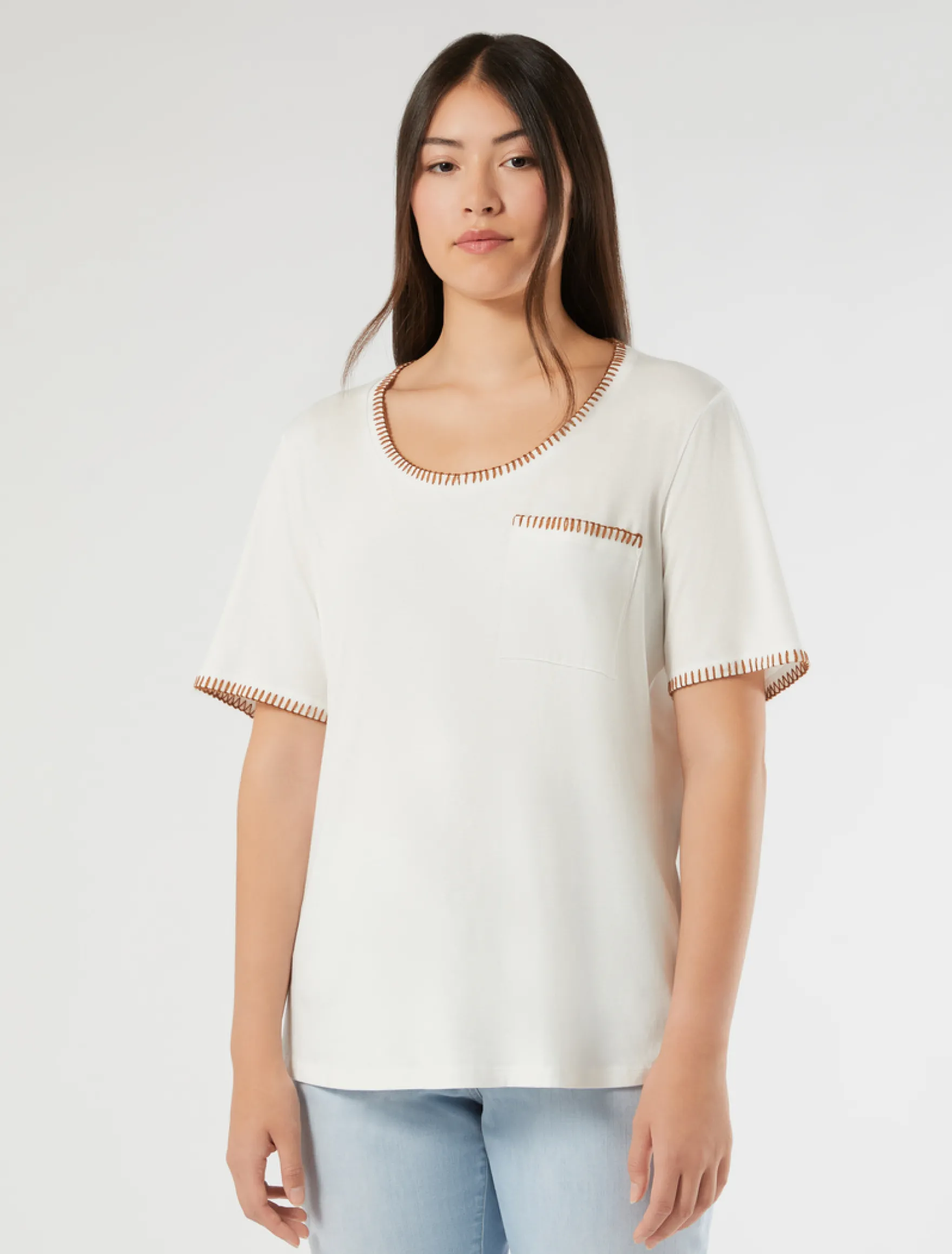 T-shirt in jersey con taschino - BIANCO