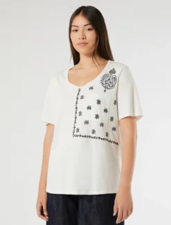 T-shirt in jersey con taschino - BIANCO