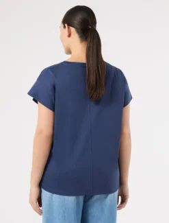 T-shirt in jersey di cotone - BLU MARINO
