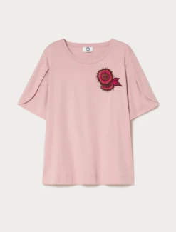 T-shirt in jersey di cotone - ROSA ANTICO