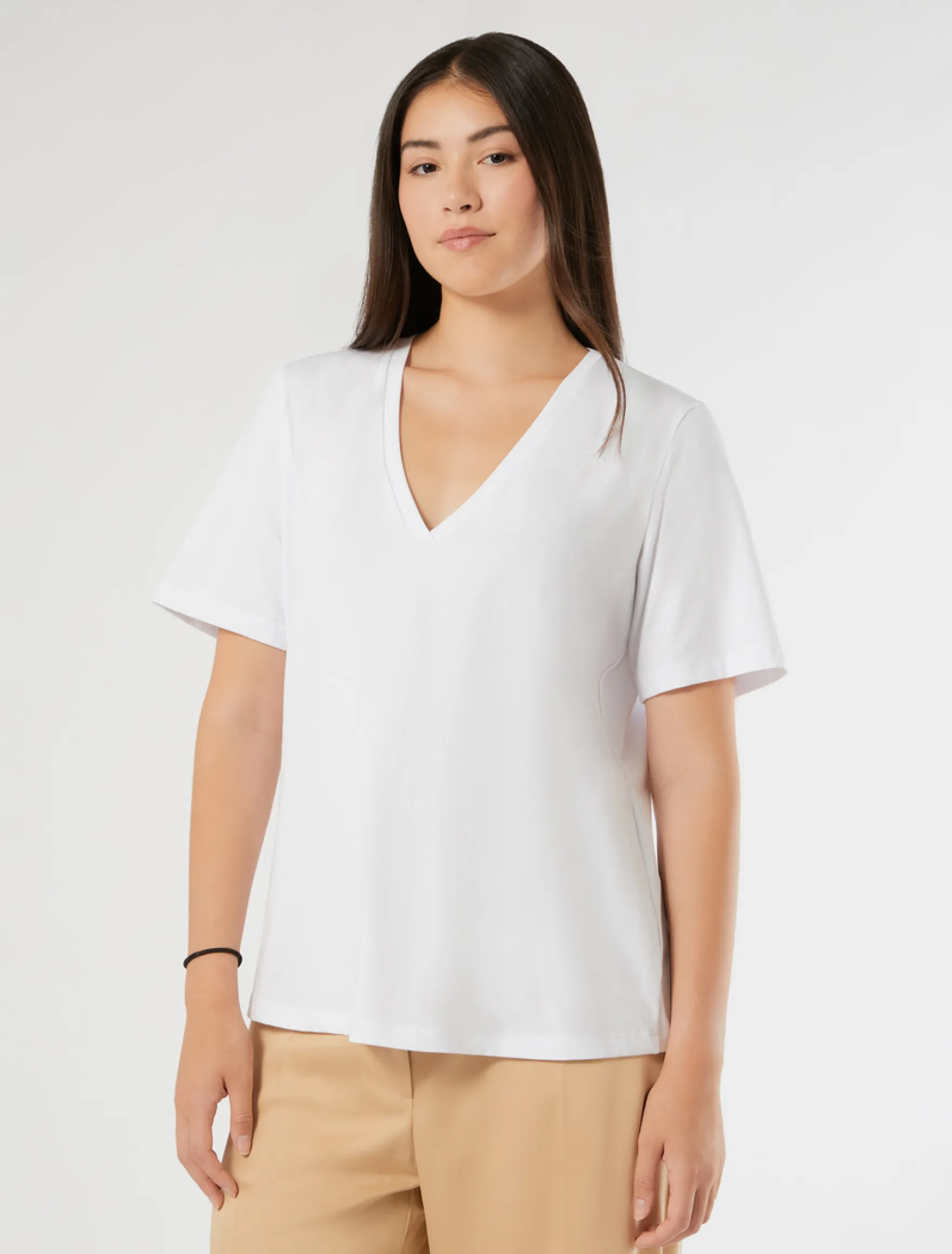 T-shirt in jersey di cotone stretch - BIANCO
