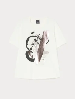 T-shirt in jersey di cotone stretch - BIANCO OTTICO