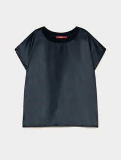 T-shirt in jersey e raso - BLU NOTTE
