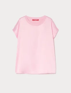 T-shirt in jersey e raso - ROSA
