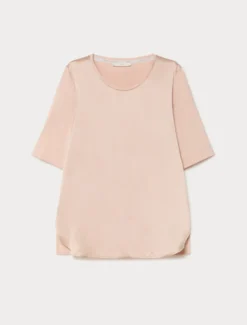T-shirt in jersey e raso - ROSA ANTICO
