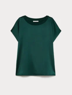 T-shirt in jersey e raso - VERDE BOSCO