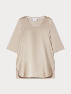 T-shirt in jersey e seta - TORTORA