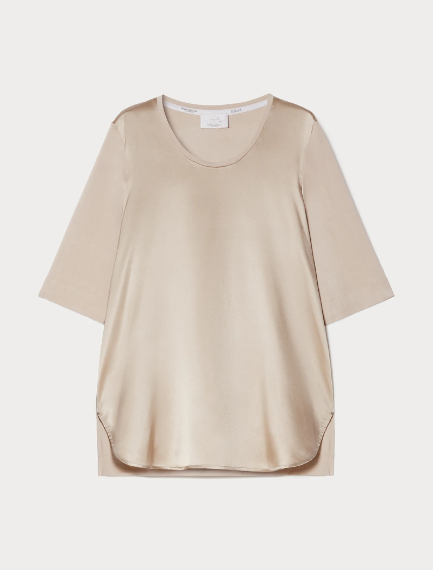 T-shirt in jersey e seta - TORTORA