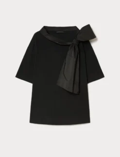 T-shirt in jersey e taffetà - NERO