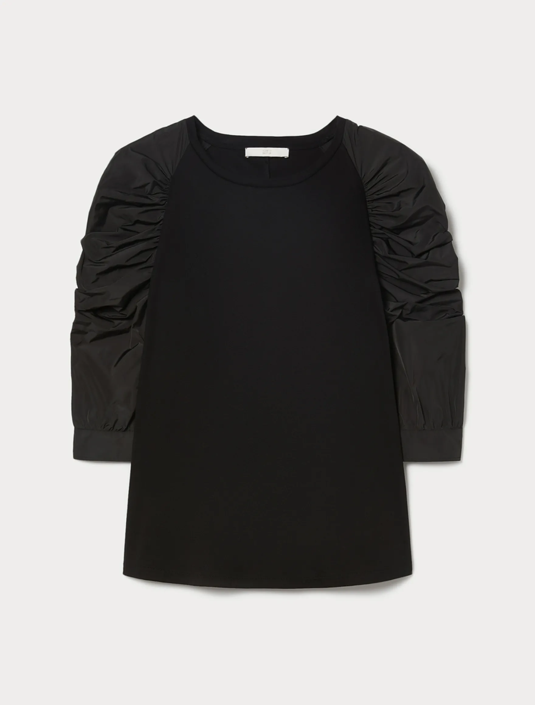T-shirt in jersey e taffetà - NERO
