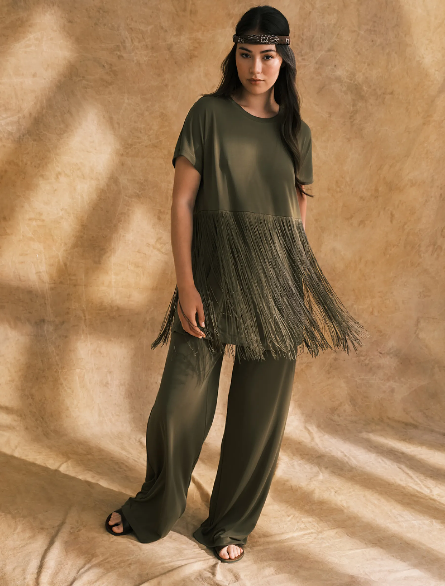 T-shirt in jersey interlock - VERDE KAKI