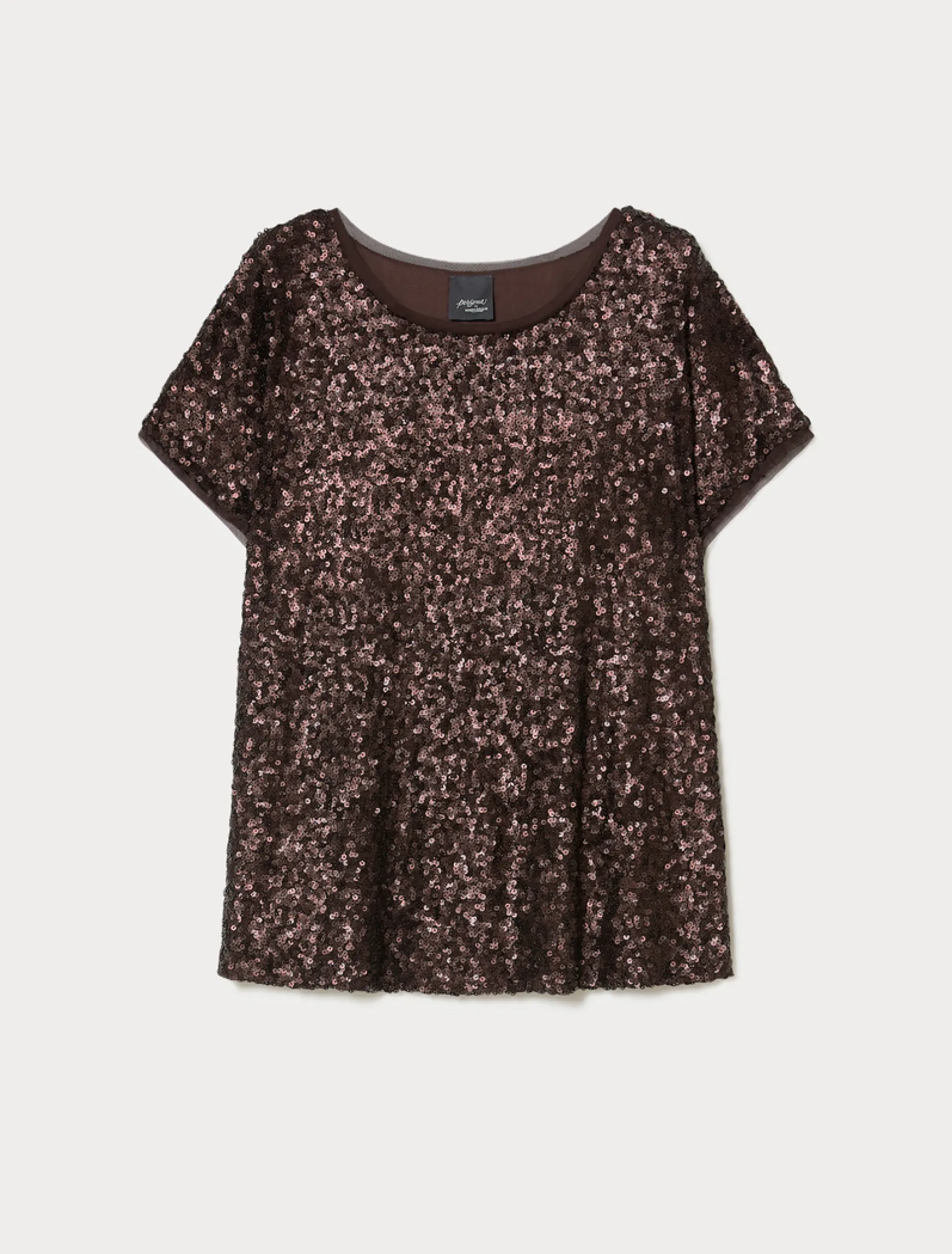 T-shirt in rete con paillettes - CACAO