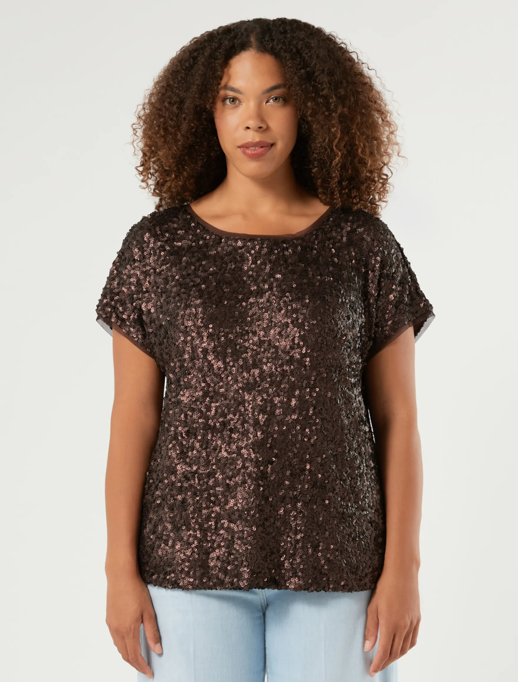 T-shirt in rete con paillettes - CACAO