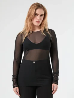 T-shirt in tulle - NERO