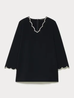 Tunica in cady con ricamo - BLU NOTTE