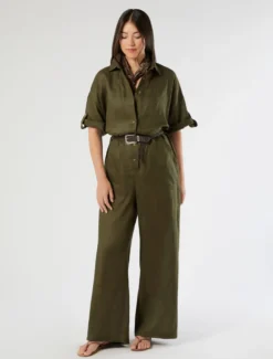 Tuta in lino - VERDE KAKI